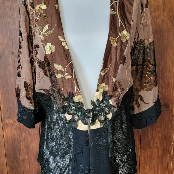 Vintage Spencer Alexis S/M Burnout Velvet Silk Lace Jacket Whimsigoth Boho Glam - Picture 1 of 12